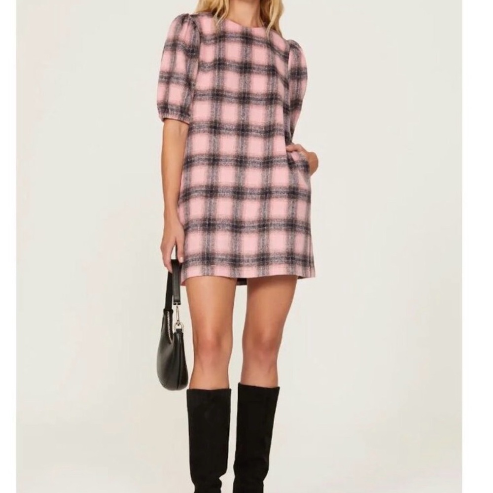 Toccin x RTR Pink Plaid Mini Dress $498